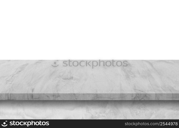 Empty cement table on isolated white background with copy space and display montage for product.