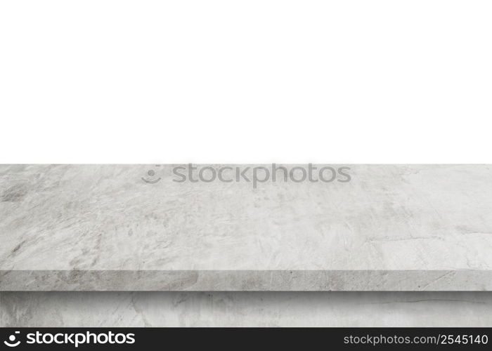 Empty cement table on isolated white background with copy space and display montage for product.