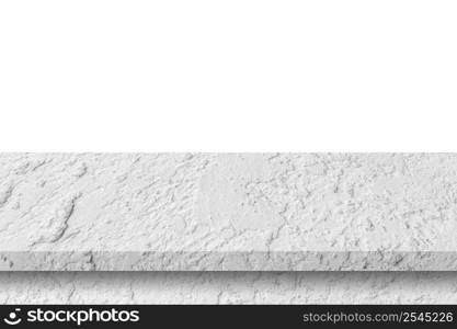 Empty cement table on isolated white background with copy space and display montage for product.