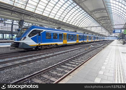 Empty Central Station in Amsterdam Netherlands during the Corona Crisis