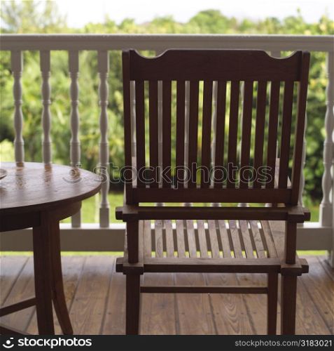 Empty chair on a porch