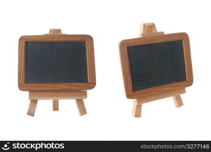 Empty Chalk Board on a easel isolated on white background.