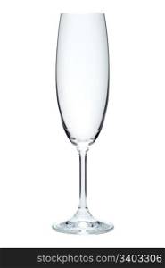 Empty champagne flute, isolated on a white background