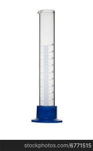 Empty chemical measuring cylinder isolated on white background, studio shot