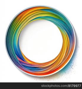 Empty circle frame on white background. Concept of overlapped mystery colorful watercolor. Finest generative AI.. Empty circle frame on white background.