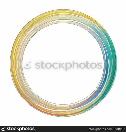 Empty circle frame on white background. Concept of overlapped mystery colorful watercolor. Finest generative AI.. Empty circle frame on white background.