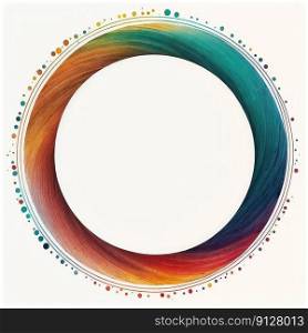 Empty circle frame on white background. Concept of overlapped mystery colorful watercolor. Finest generative AI.. Empty circle frame on white background.
