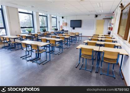 Empty classroom for biology lesson on secondary school