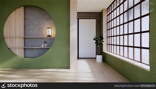 Empty - Clean green modern room japanese style.3D rendering