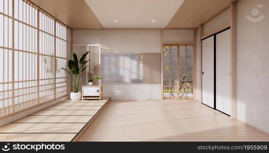 Empty - Clean modern room japanese style.3D rendering