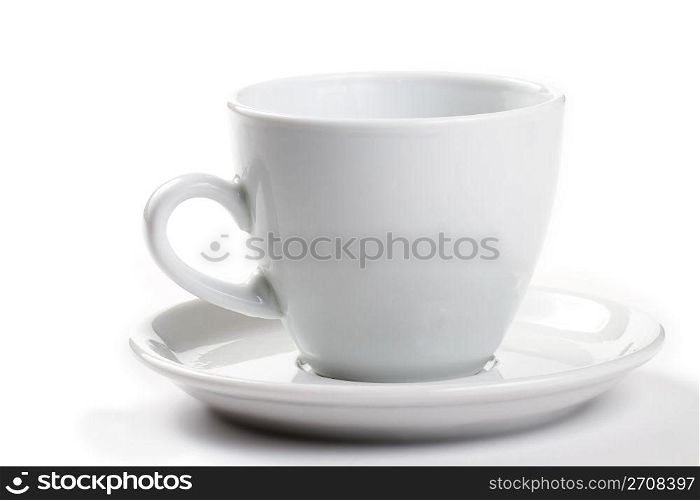 empty coffee cup. one white empty coffee cup on white background