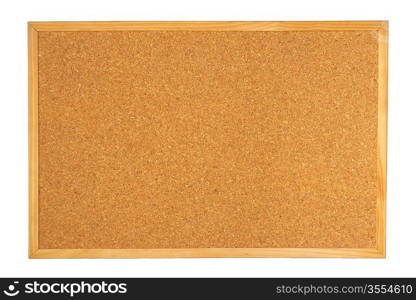 Empty cork board isolated on white background