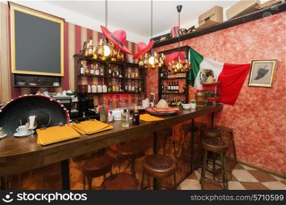 Empty counter in Mexican bar