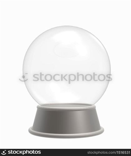 Empty Crystal Ball / snow globe isolated on white background. 3D illustration.