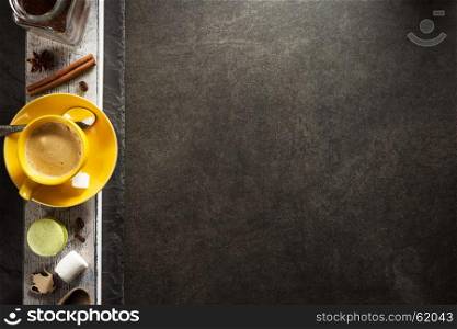 empty cup of coffee on wooden background