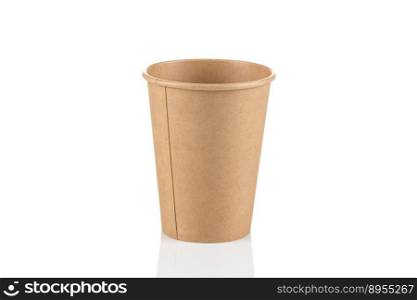 Empty disposable paper coffee cups isolated on white background