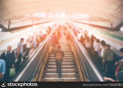 empty escalator and stair in pedestrian subway railway station. Stairs from metro underground upward. travel concept. Europe.