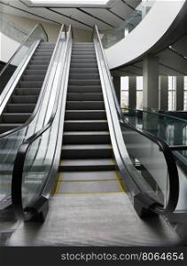 empty escalator in new modern building
