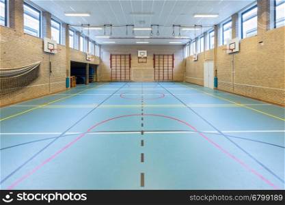 Empty european gym class for school sports no people