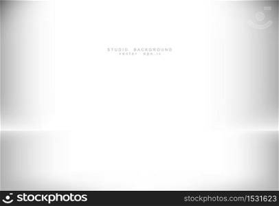 Empty gallery wall with lights for images and advertisement. Studio showcase room background, empty space, can use for display your products. illustration Vector EPS 10