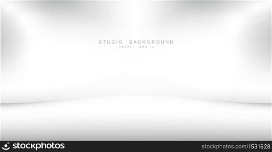 Empty gallery wall with lights for images and advertisement. Studio showcase room background, empty space, can use for display your products. illustration Vector EPS 10
