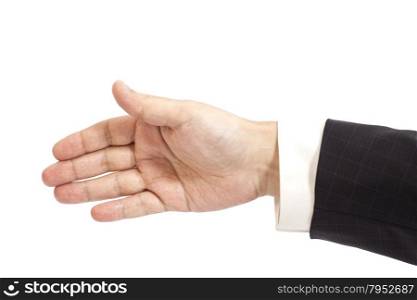 Empty gesture businessman hand isolated on white background