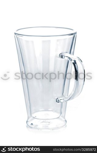 Empty glass coffee latte cup isolated on white background