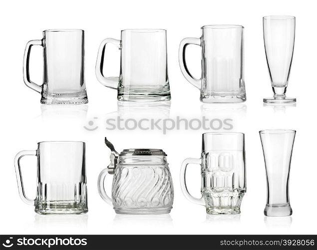 empty glass Collection isolated on a white background