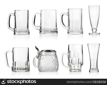 empty glass Collection isolated on a white background