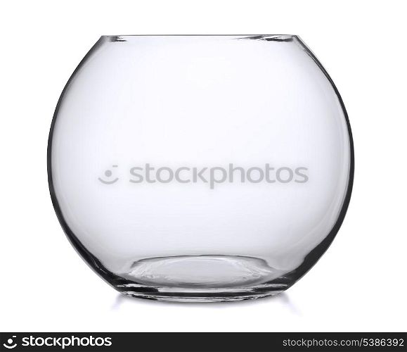 Empty glass fish bowl isolated on white