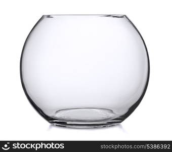 Empty glass fish bowl isolated on white