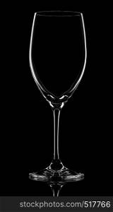 Empty glass for wine on a black background