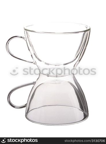 Empty glass isolated on white background with reflection