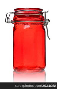 empty glass jar for spice isolated on white