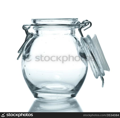 empty glass jar for spice isolated on white