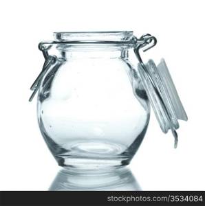 empty glass jar for spice isolated on white