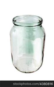 Empty glass jar isolated on a white background