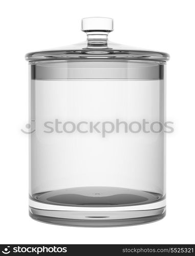 empty glass jar isolated on white background