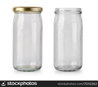 empty glass jar isolated with clipping path