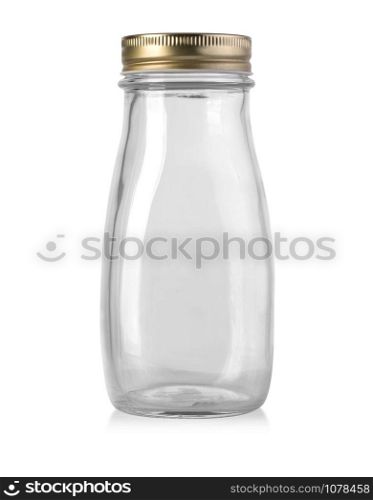 empty glass jar with metal lid isolated on white background with clipping path