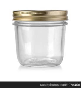 empty glass jar with metal lid isolated on white background with clipping path