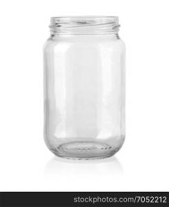 empty glass jar with metal lid isolated on white with clipping path