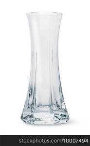 Empty glass vase isolated on a white background. Empty glass vase
