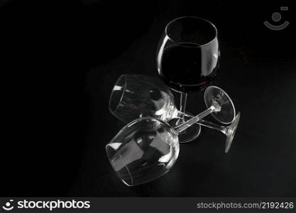 empty glasses near wine