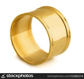 Empty golden napkin ring isolated on white