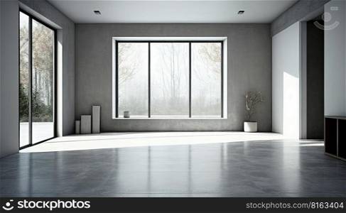Empty gray interrior. Modern room design. Generative Ai image. Empty gray interrior. Modern room design