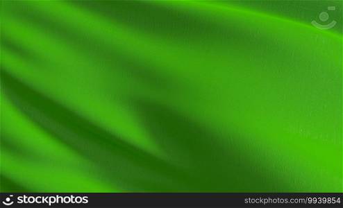 Empty green flag and copy space for advertisement. Mockup. 3d abstract illustration.