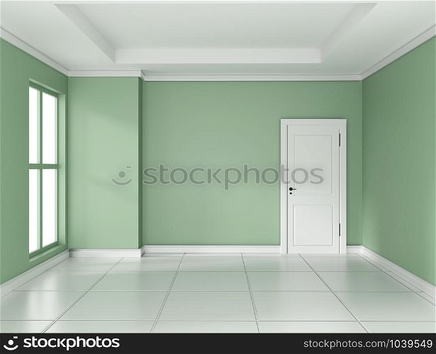 Empty green room interior design 3d rendering