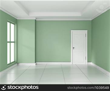 Empty green room interior design 3d rendering