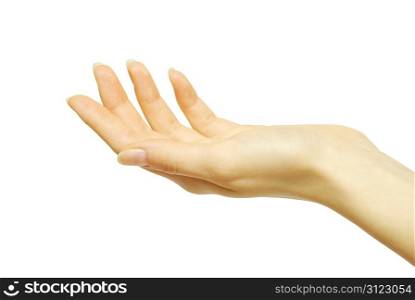 Empty hand isolated on white